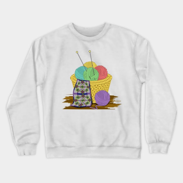 Yarn Basket - Knitting Crewneck Sweatshirt by Designoholic